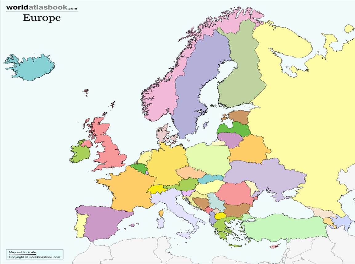 Color blank map of Europe
