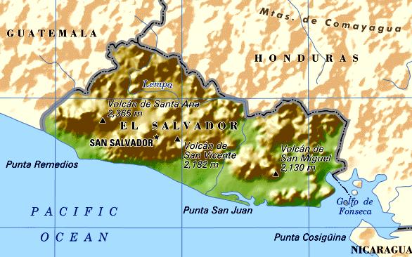 El Salvador Topographical Map