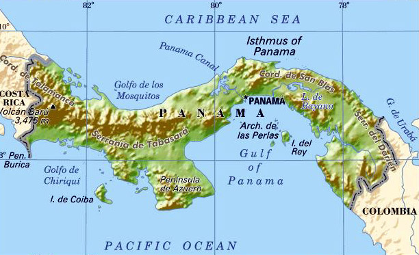 Panama Topographical Map
